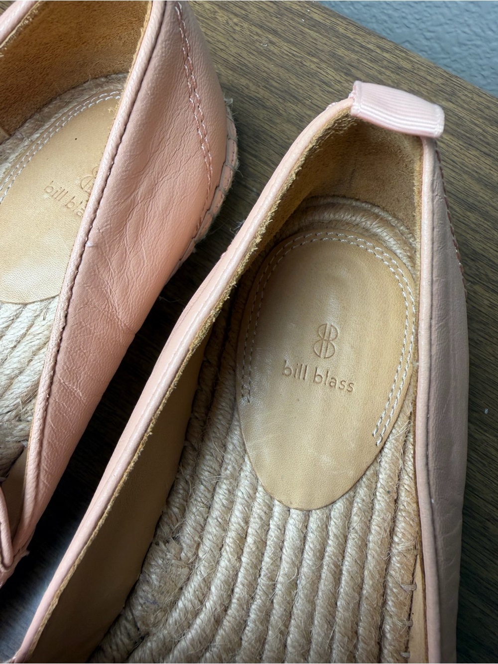 Bill Blass Floral Embellished Leather Espadrille Loafers Pink Shoes Size 9 - Picture 9 of 12